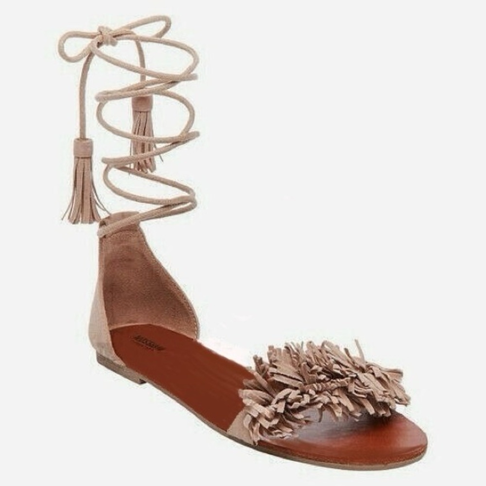 Mossimo Supply Co: Womens Tassel Fringe Ankle Strap Faux Suede Sandals - 9.5 NEW
